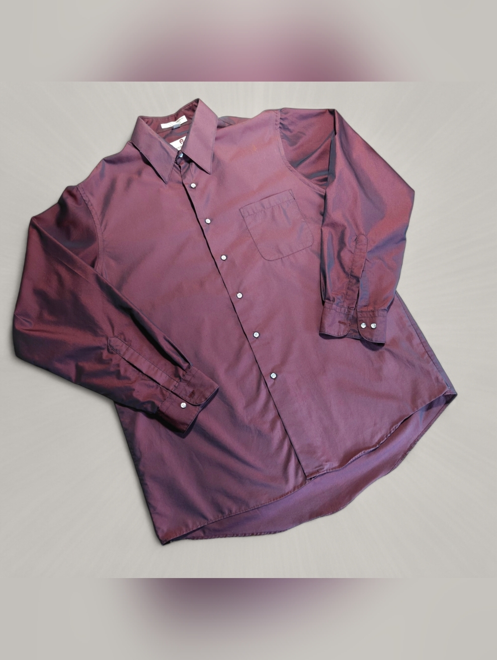 Men's ETIENNE AIGNER Long Sleeve Button-Up Shirt in Plum Sheen